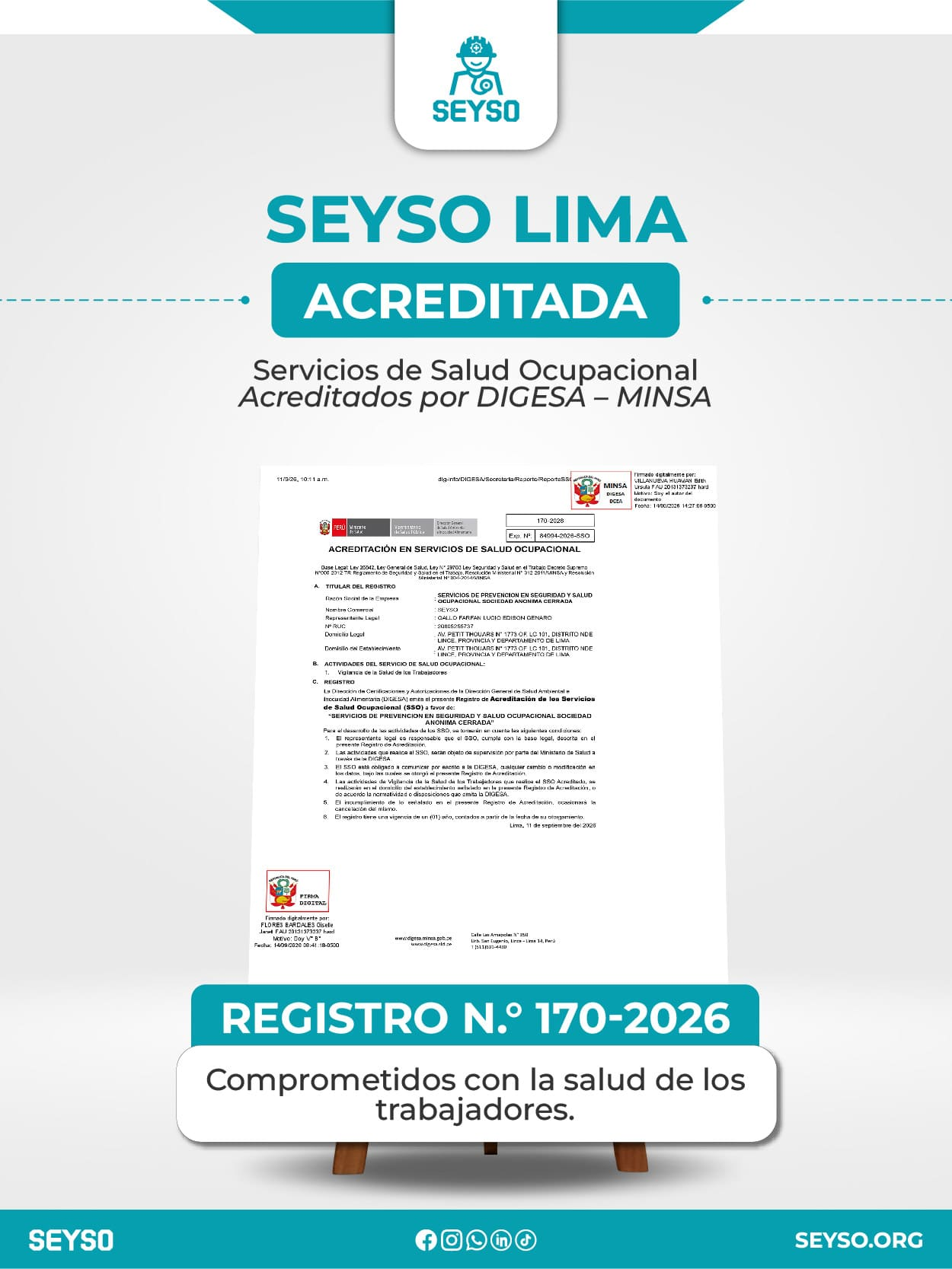 Acreditación Acreditada por Digesa - Minsa — SEYSO